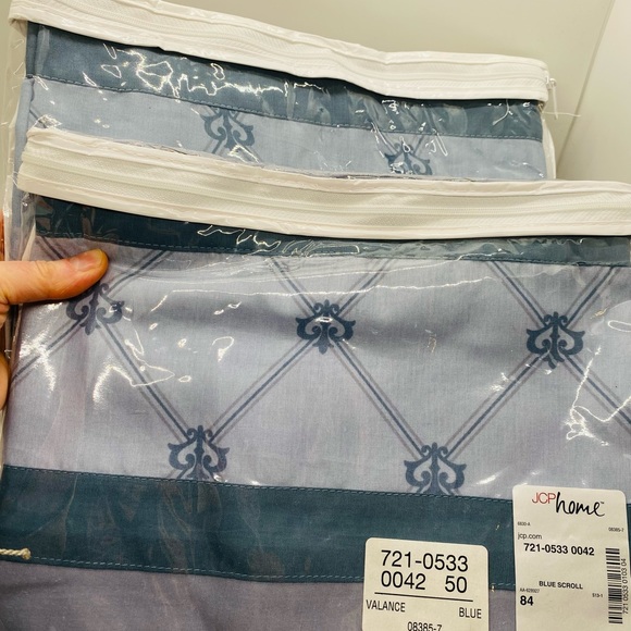 NWT JCP Home Valance Blue Scroll. - Picture 2 of 6